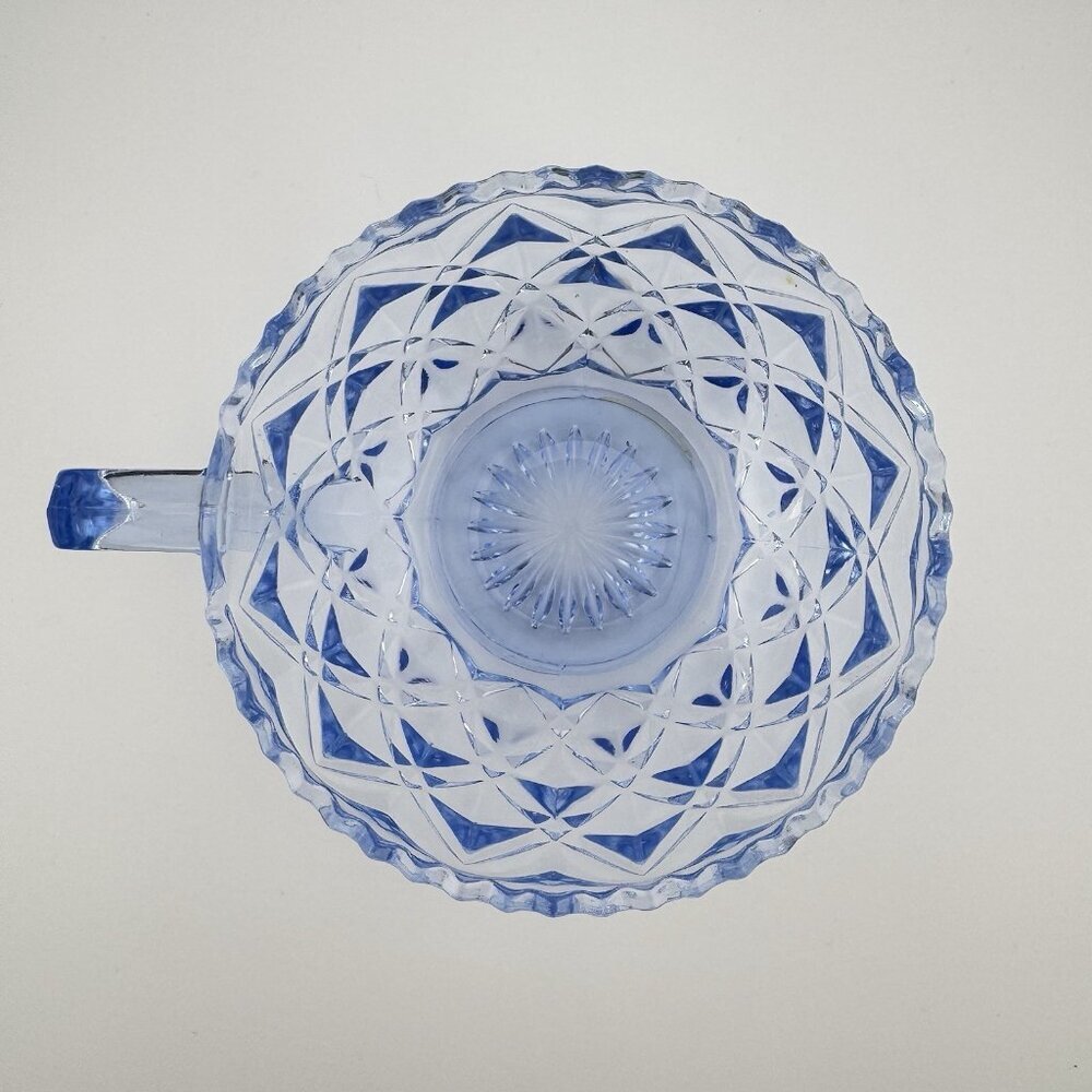 Imperial Glass Little Jewel Blue Depression Glass 4 1/2" handled bowl - Picture 7 of 9